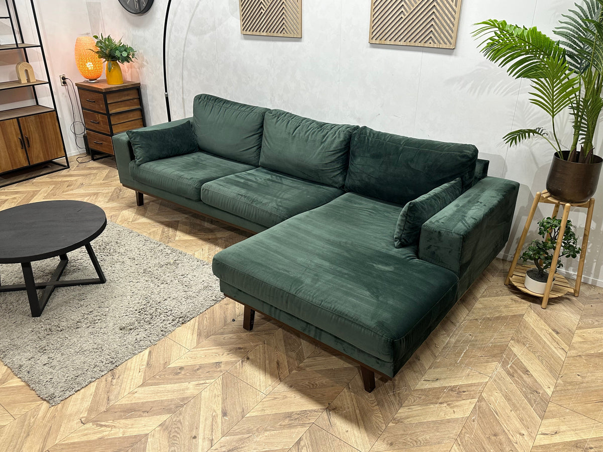 Groene Velvet Hoekzetel ~ Losse Kussens Met Afneembare Hoezen
