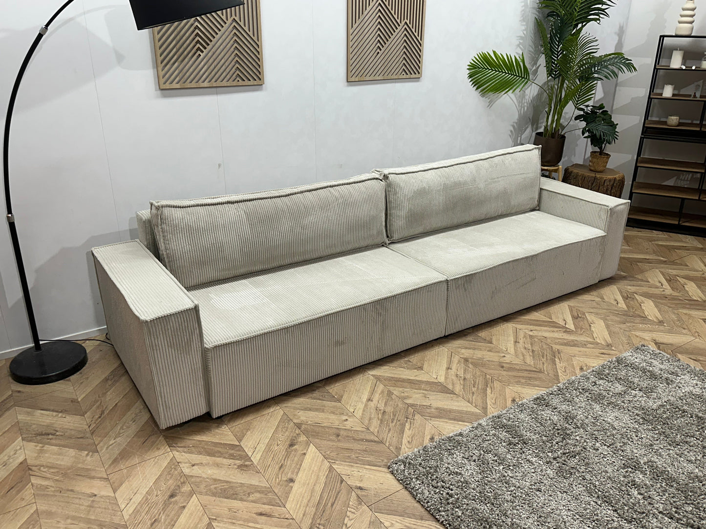 !Showroommodel! Witte Ribstof 4-Zits  Zetel