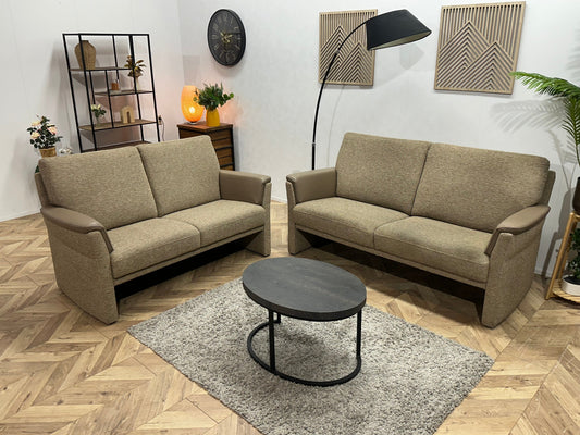 Licht Bruine Stoffen/Lederen Zetels Set ~ Vaste Kussens