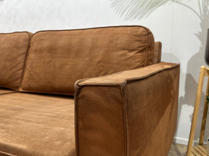 Cognac Bruine Suède Stoffen 2.5-Zits Zetel ~ Losse Kussens Met Afneembare Hoezen