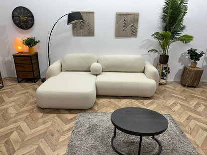 !Showroommodel! Crème Bouclé Stof Hoekzetel ~ Losse Rugkussens