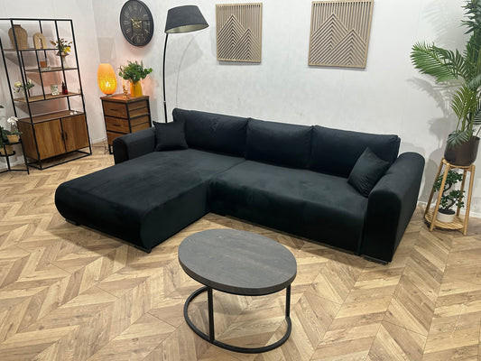 !Showroommodel! Zwarte Velvet Hoekzetel
