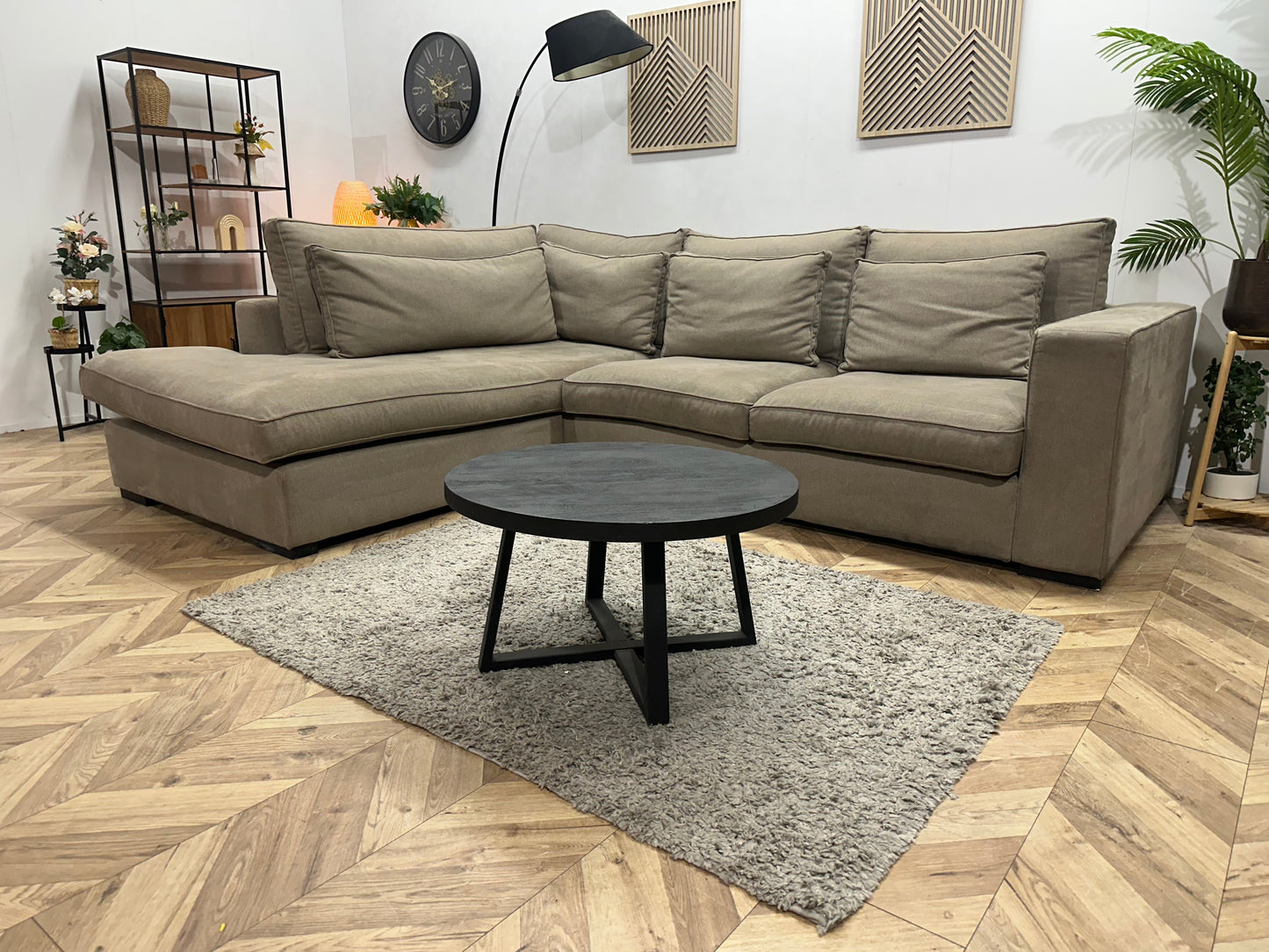 Room108 Beige Suède Stoffen Hoekzetel ~ Losse Kussens Met Afneembare Hoezen