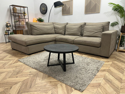 Room108 Beige Suède Stoffen Hoekzetel ~ Losse Kussens Met Afneembare Hoezen