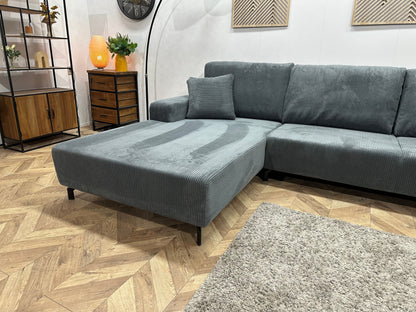 !Showroommodel! Blauwe Ribstof Hoekzetel ~ Losse Rugkussens