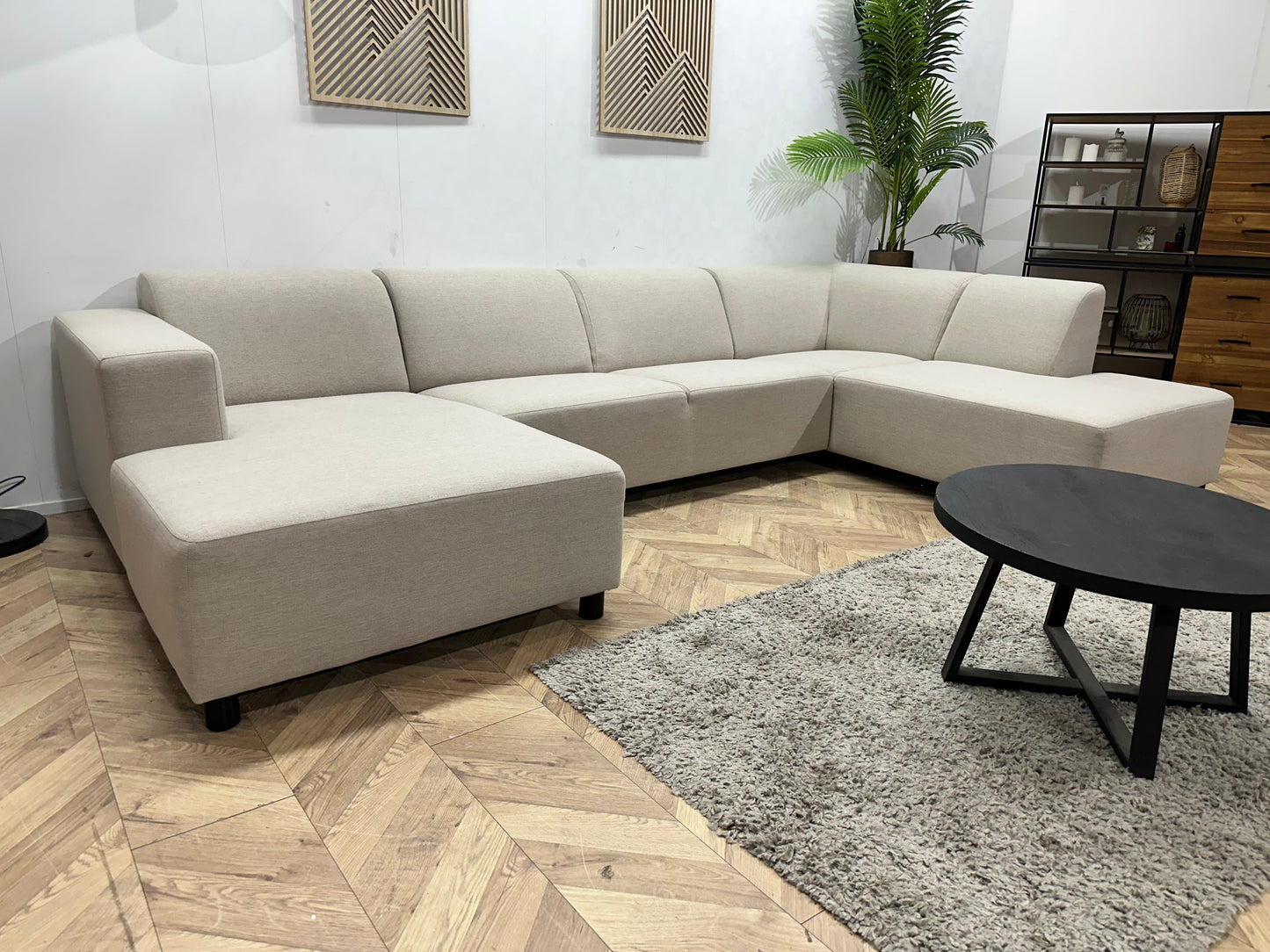 SoTrue Beige Stoffen U Zetel ~ Vaste Kussens