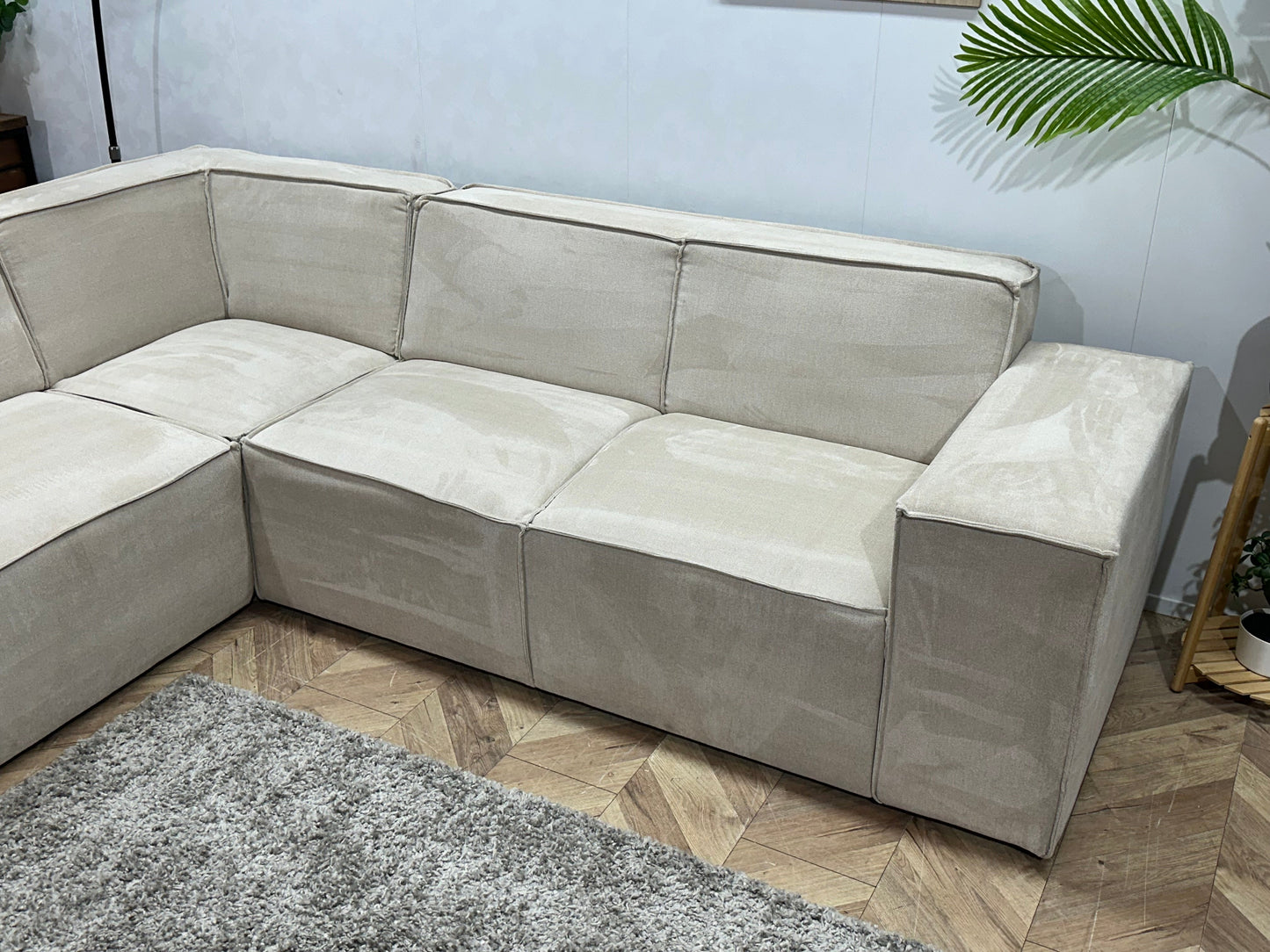 !Showroommodel! Crème Suède Stoffen Hoekzetel