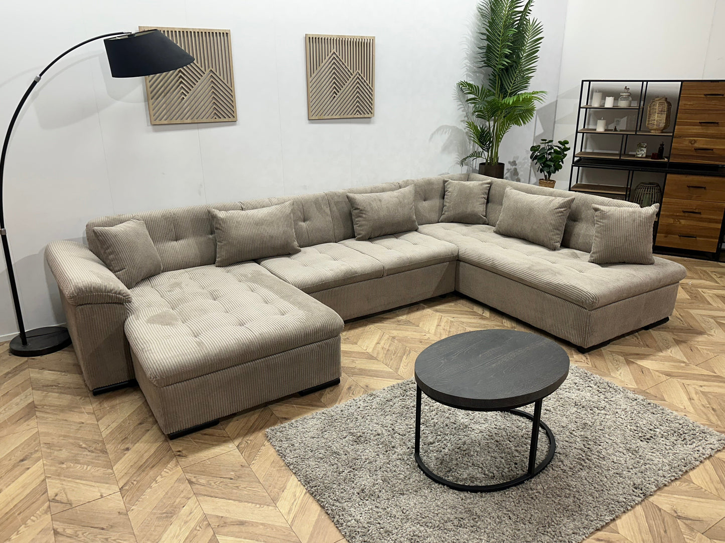 !Showroommodel! Licht Bruine Ribstof U Zetel