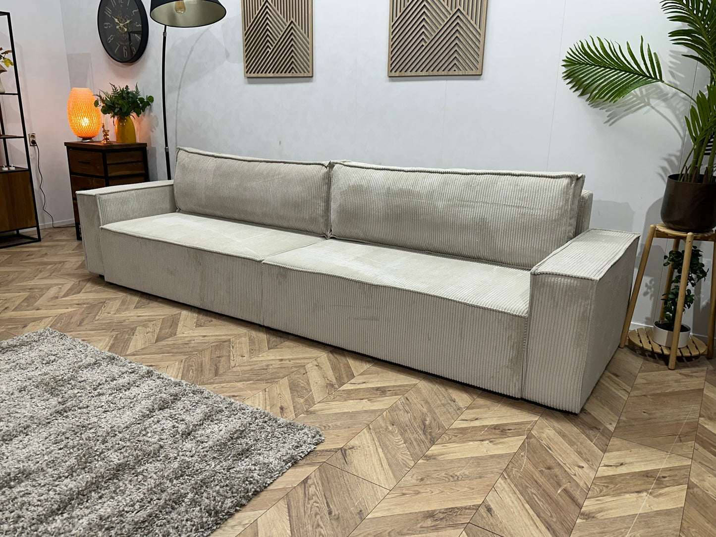 !Showroommodel! Witte Ribstof 4-Zits  Zetel