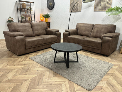 Bruine Suède Stoffen Zetels Set ~ Vaste Kussens