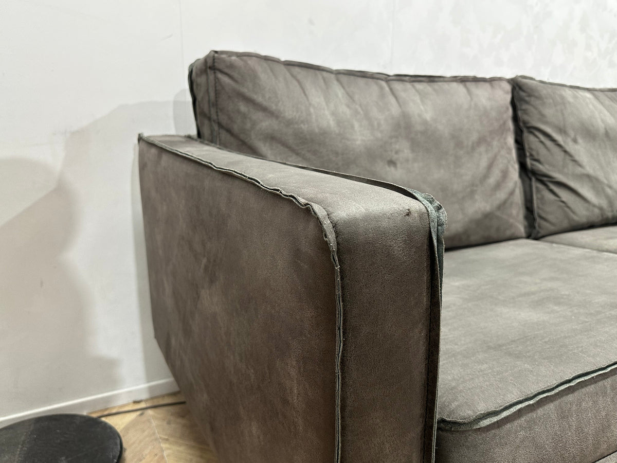 Be Pure Antraciet Suède Stoffen 3-Zits Zetel Inc Hocker ~ Losse Kussens Met Afneembare Hoezen