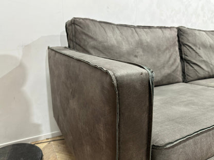 Be Pure Antraciet Suède Stoffen 3-Zits Zetel Inc Hocker ~ Losse Kussens Met Afneembare Hoezen