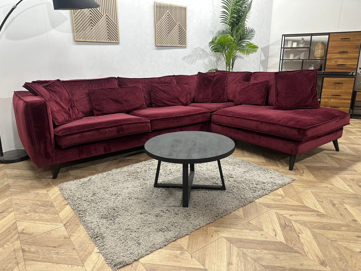 Bordeaux Rode Velvet Hoekzetel ~ Losse Kussens Met Afneembare Hoezen