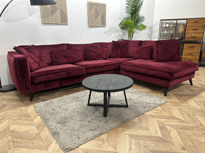 Bordeaux Rode Velvet Hoekzetel ~ Losse Kussens Met Afneembare Hoezen