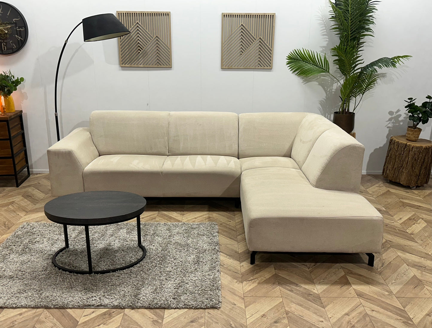 !Showroommodel! Crème Suède Stoffen Hoekzetel