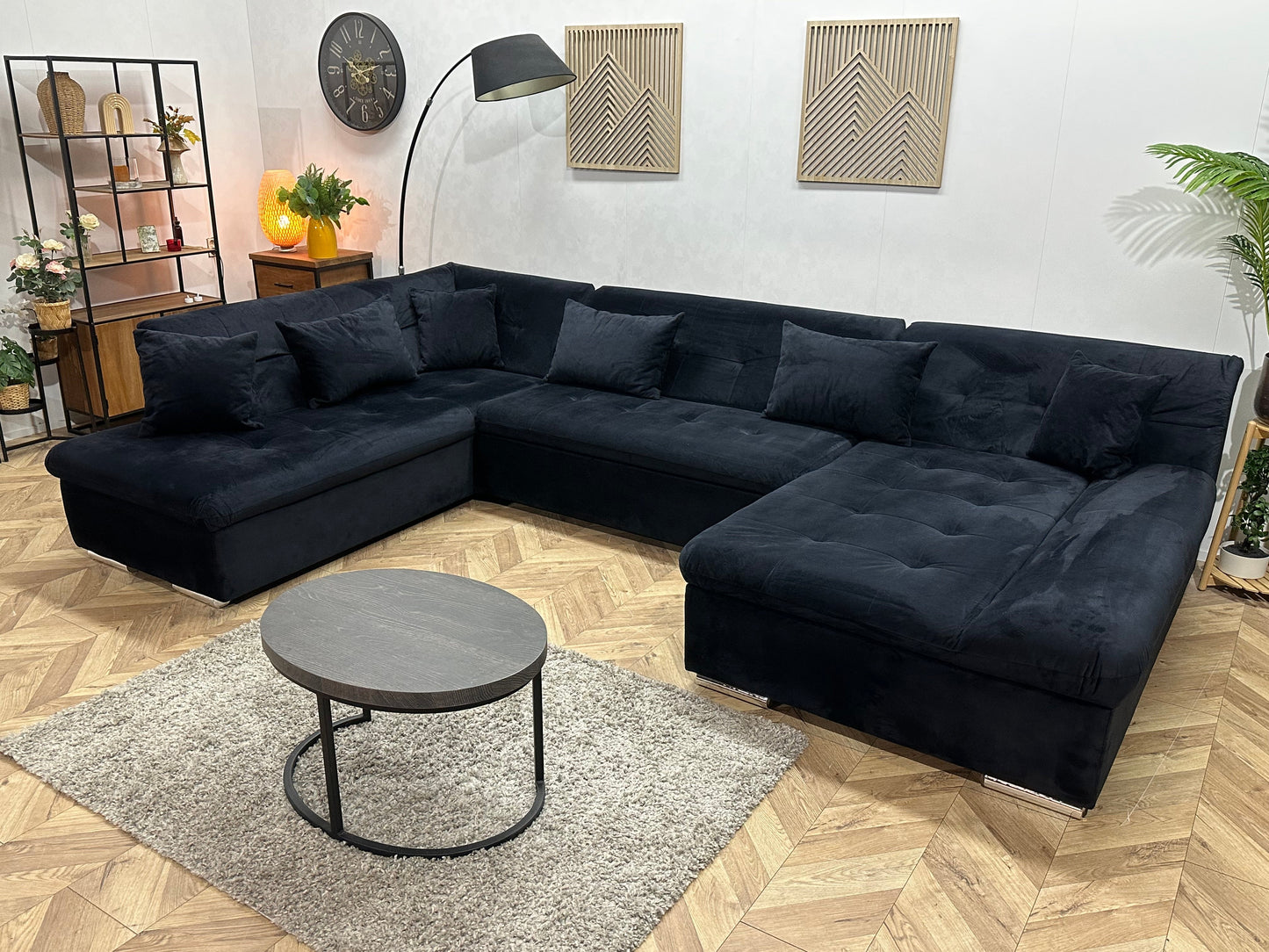 !Showroommodel! Zwarte Velvet U Zetel ~ Slaapfunctie