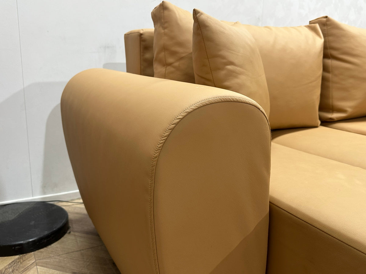 Licht Bruine Leather Look U Zetel ~ Slaapfunctie