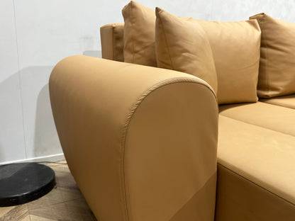 Licht Bruine Leather Look U Zetel ~ Slaapfunctie
