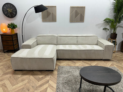 !Showroommodel! Crème Ribstof Hoekzetel ~ Vaste Kussens