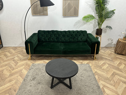 Groene Velvet 2.5-Zits Zetel ~ Vaste Kussens