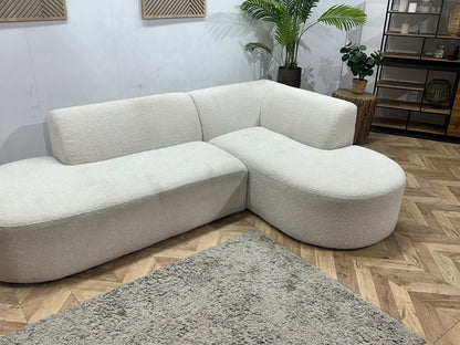 Witte Bouclé Stoffen Hoekzetel ~ Vaste Kussens