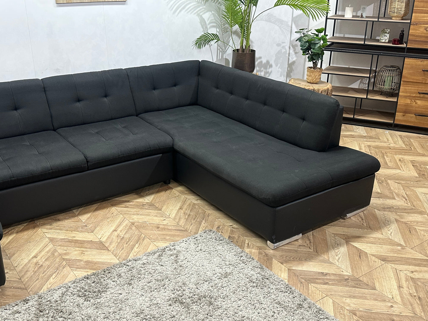 !Showroommodel! Zwarte Stoffen/Lederen U Zetel