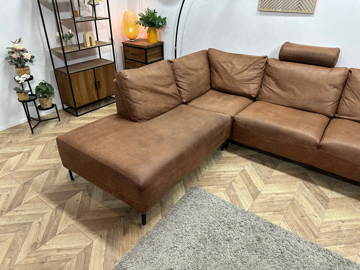 Cognac Bruine Suède Stoffen U Zetel ~ Losse Rugkussens