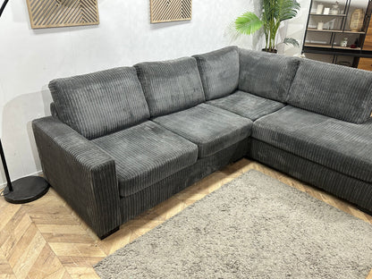 Antraciet Ribstof Hoekzetel ~ Losse Kussens Met Afneembare Hoezen