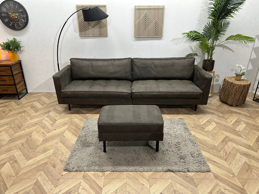 Be Pure Antraciet Suede Stoffen 2.5-Zits Zetel Inc Hocker ~ Losse Kussens Met Afneembare Hoezen