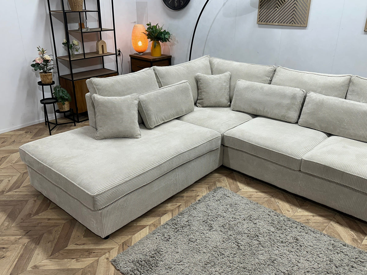 !Showroommodel! Witte Ribstof Hoekzetel