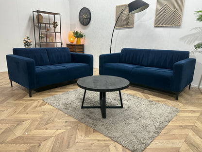 Blauwe Velvet Zetels Set ~ Vaste Kussens