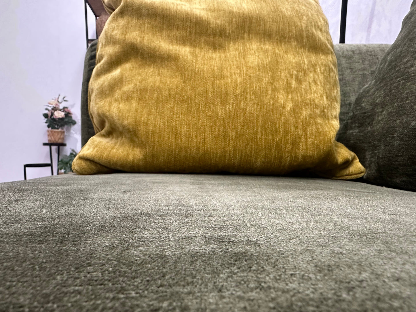 Groene Velvet 2.5-Zits Zetel ~ Losse Rugkussens Met Afneembare Hoezen