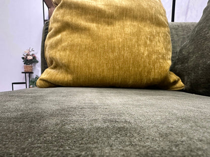 Groene Velvet 2.5-Zits Zetel ~ Losse Rugkussens Met Afneembare Hoezen