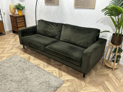 Woood Donker Groene Velvet 2.5-Zits Zetel ~ Losse Kussens Met Afneembare Hoezen