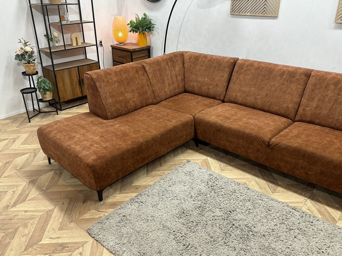 Cognac Bruine Velvet Hoekzetel ~ Vaste Kussens