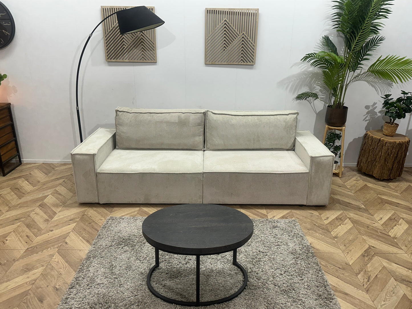 !Showroommodel! Witte Ribstof 4-Zits Zetel