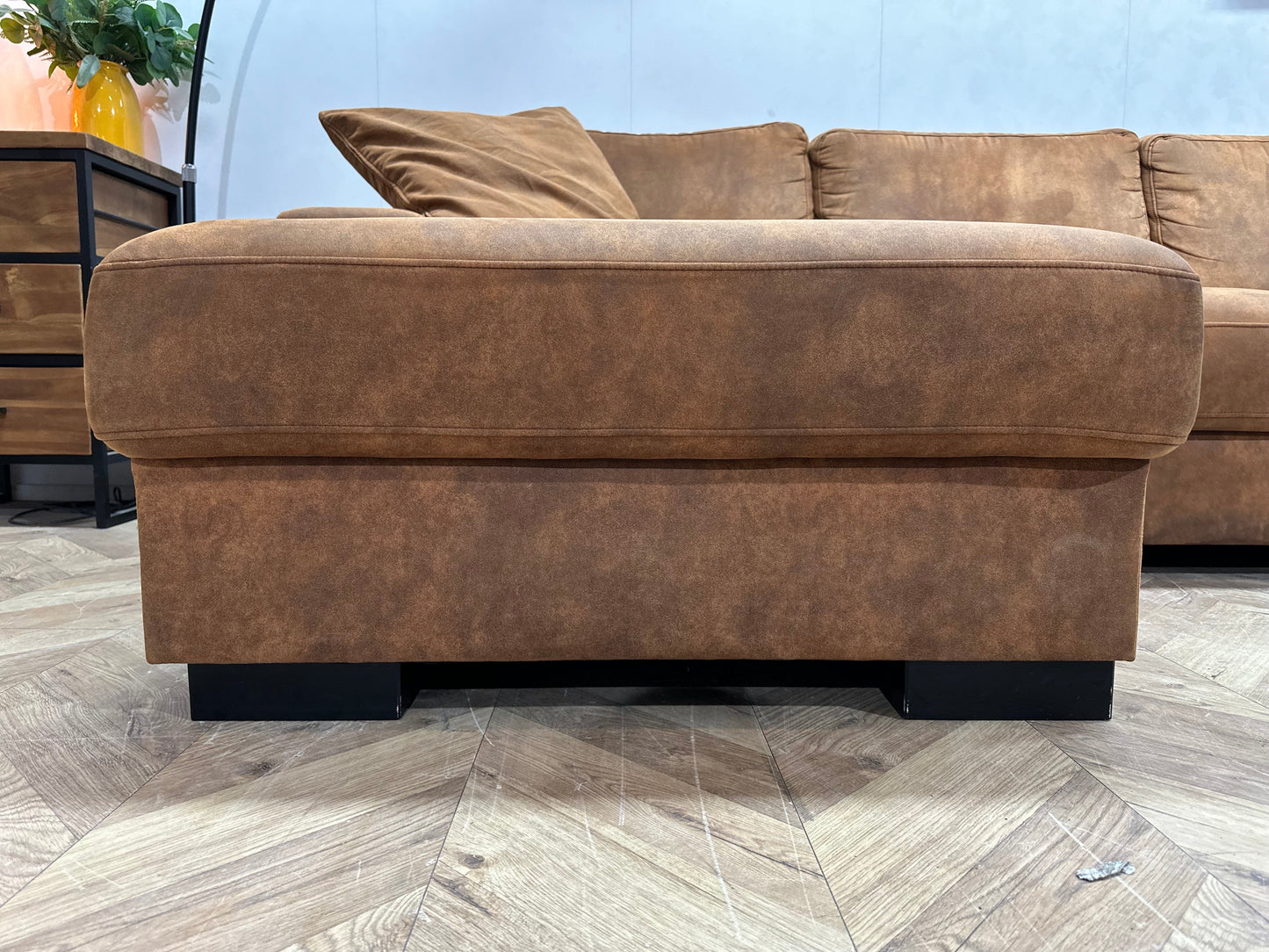 Cognac Bruine Suède Stoffen U Zetel ~ Losse Rug Kussens