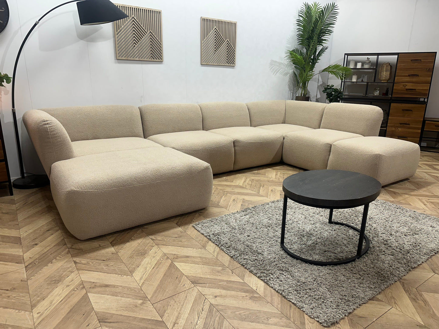 !Showroommodel! Beige Bouclé Stoffen U Zetel