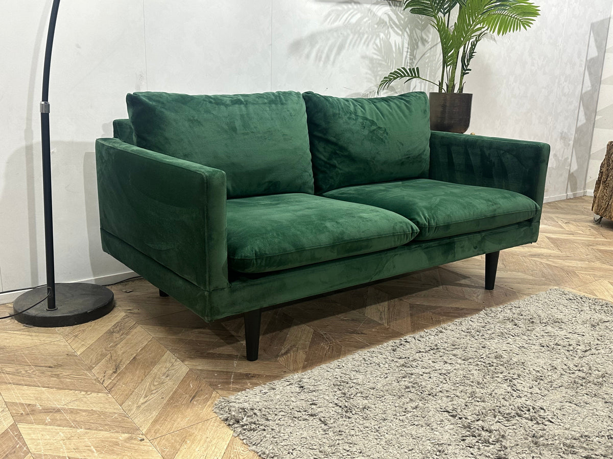 Groene Velvet 2.5-Zits Zetel ~ Losse Kussens Met Afneembare Hoezen