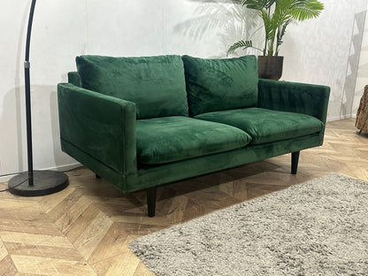 Groene Velvet 2.5-Zits Zetel ~ Losse Kussens Met Afneembare Hoezen