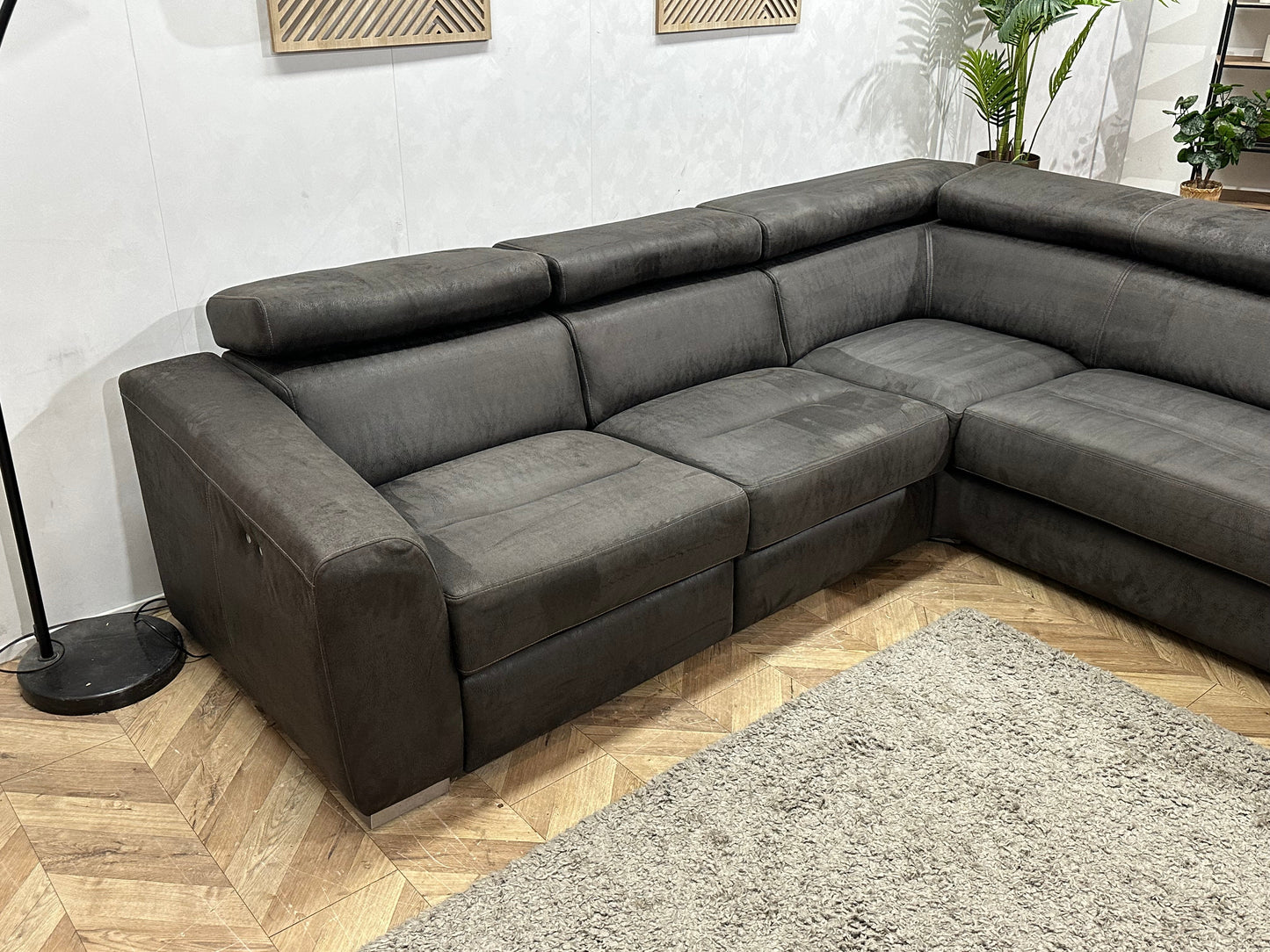 Xooon Antraciet Suède Stoffen Hoekzetel ~ Relaxfunctie