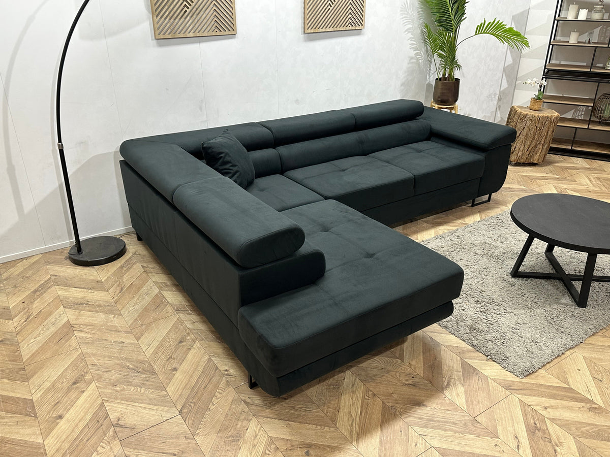 !Showroommodel! Zwarte Velvet Hoekzetel