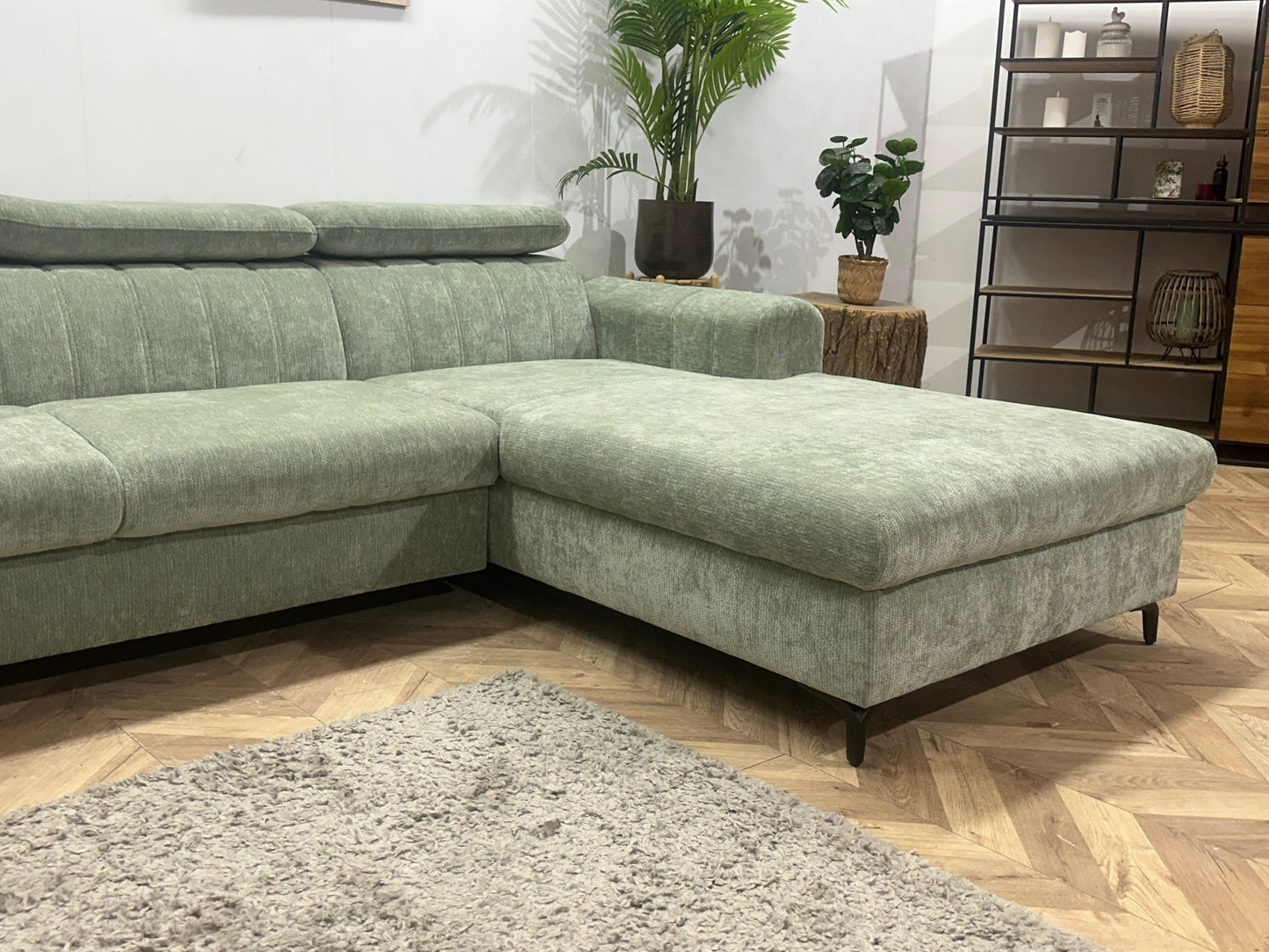 !Showroommodel! Groene Cremona Hoekzetel ~ Verstelbare Hoofdsteunen