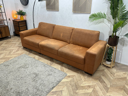 Cognac Bruine Suède Stoffen 3-Zits Zetel Inc Hocker ~ Inruilvoordeel