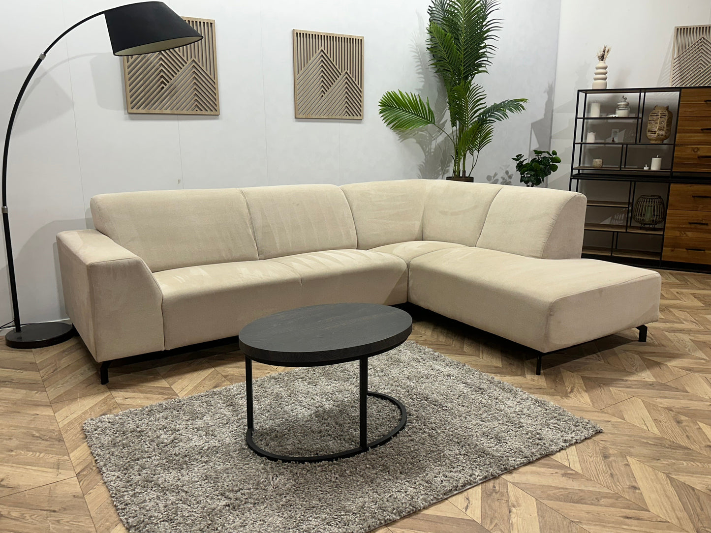 !Showroommodel! Crème Suède Stoffen Hoekzetel