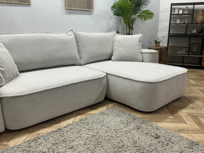 !Showroommodel! Witte/Crème Suède Stoffen Hoekzetel