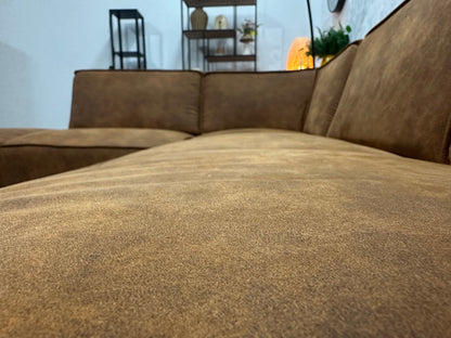 !Showroommodel! Cognac Bruine Suède Stoffen Hoekzetel