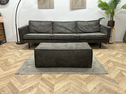 Be Pure Antraciet Suède Stoffen 3-Zits Zetel Inc Hocker ~ Losse Kussens Met Afneembare Hoezen