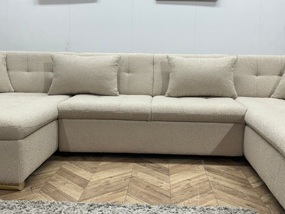 !Showroommodel! Witte/Crème Bouclé Stoffen Hoekzetel