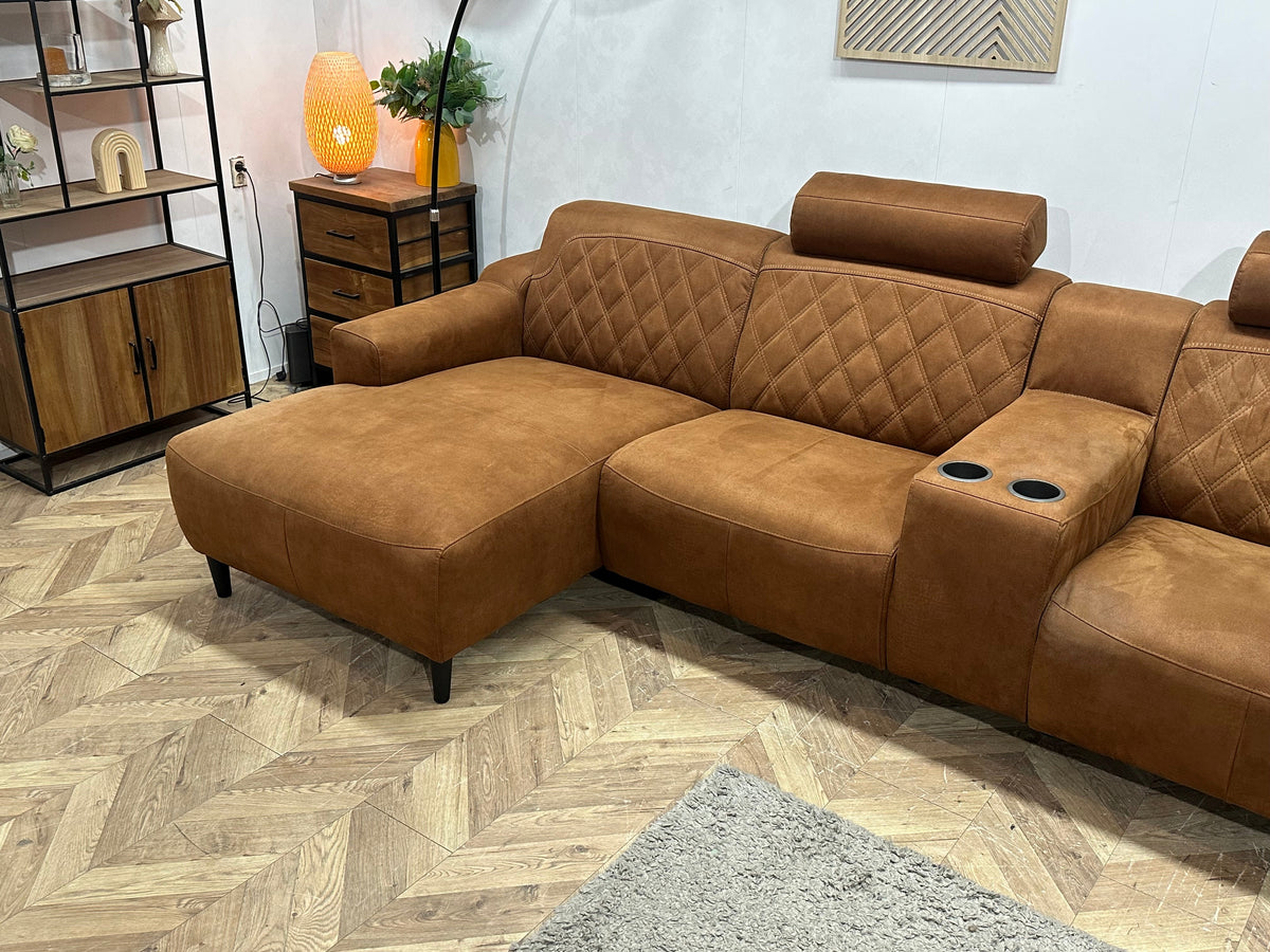 Cognac Bruine Suède Stoffen Hoekzetel ~ Vaste Kussens